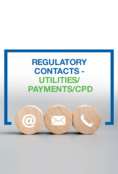Regulatory Contacts – Utilities / Payments / CPD